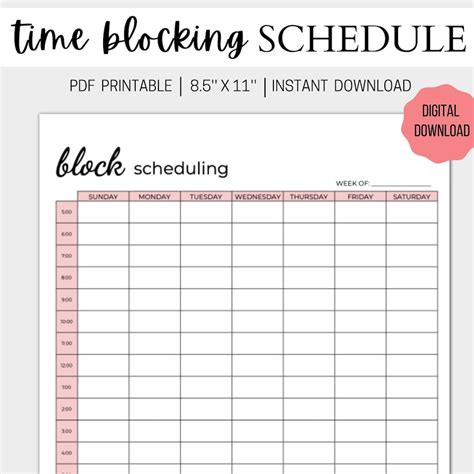Image result for Weekly Planner Time Blocking Printable