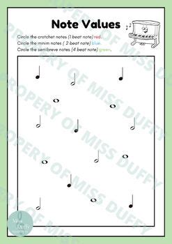 Image result for Beginner Note Value Worksheet