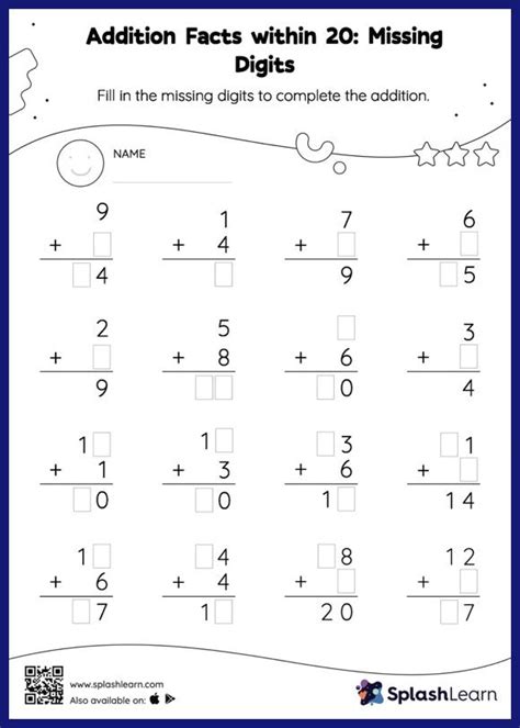Image result for Missing Digit Addition Worksheets