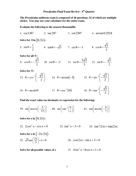 Image result for Precalculus Math Problems
