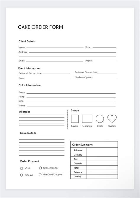Toradh íomhá ar Example of a Craft Special Order Form