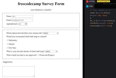 Image result for Survey Form HTML