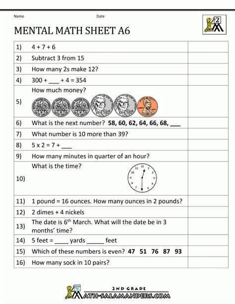 Afbeeldingsresultaten voor 2nd Grade Math Assessment Test Printable