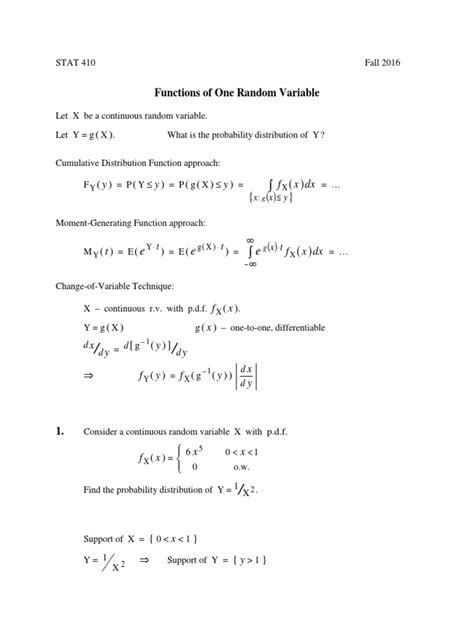 Image result for PDF of a Function of a Random Variable