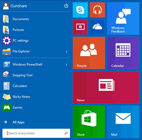 Image result for Change Start Menu Windows 10