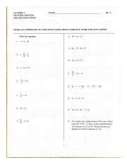 Toradh íomhá ar Algebra 1 Chapter 2 Test Answer Key