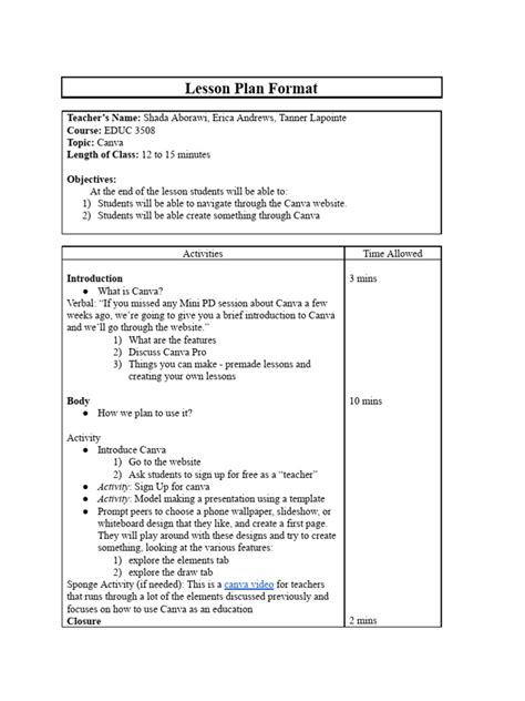 Image result for Lesson Plan with Technology Integration Samples