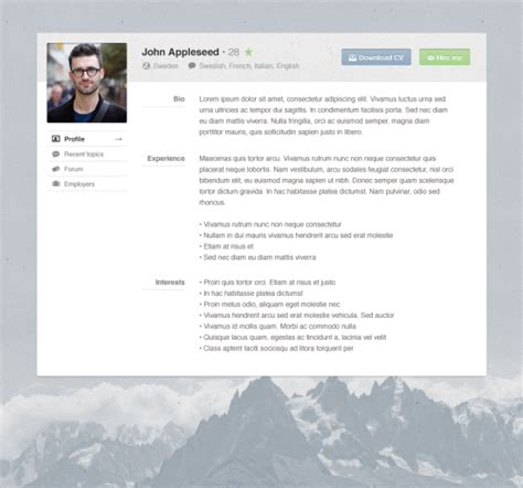 Image result for User Profile Design Simple