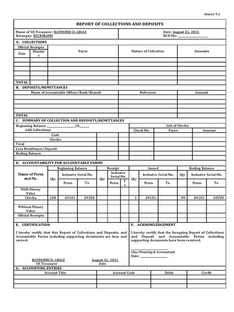 Résultat d’images pour Cheque Collection Report Format