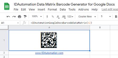 Toradh íomhá ar Data Matrix Barcode Generator