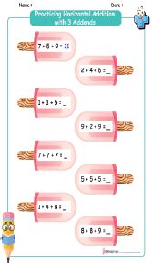 Résultat d’images pour 3 Addends Addition Worksheet