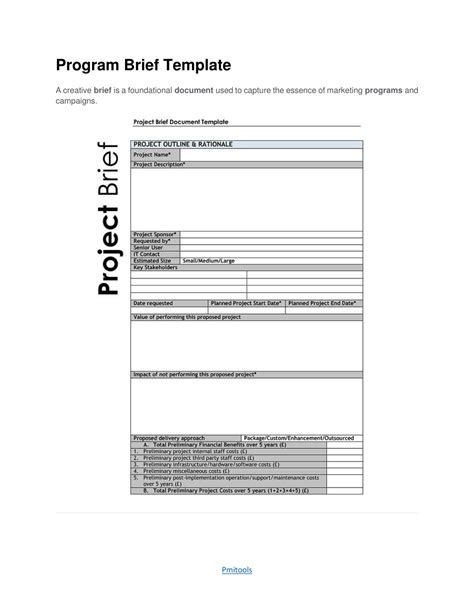 Image result for Program Management Brief Tool