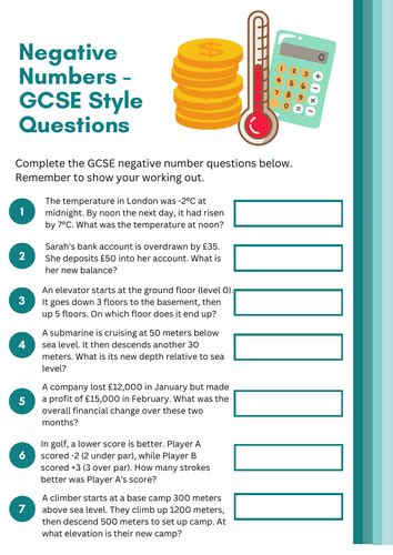 Image result for Negative Numbers GCSE