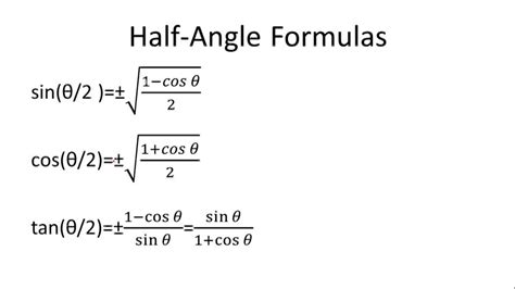 Afbeeldingsresultaten voor How to Do Half Angle Formula
