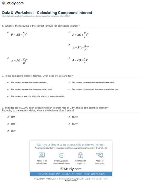 Compound Interest Easy Worksheet に対する画像結果