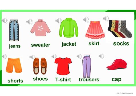 Toradh íomhá ar ESL Clothing Vocabulary