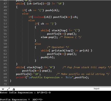 Image result for Infix to Postfix Using Stack in C
