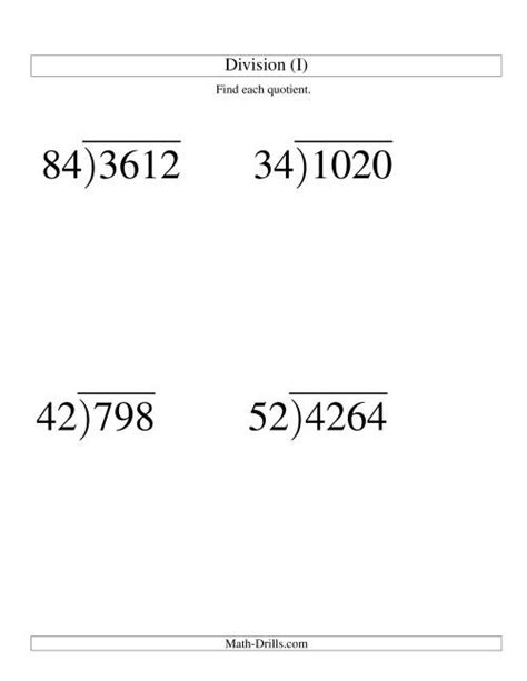 Toradh íomhá ar Double-Digit Long Division Steps Worksheet