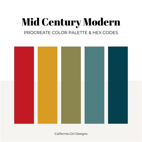 Mid Century Modern Color Palette Hex Code に対する画像結果