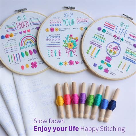 Embroidery Sampler Kit, Beginner Embroidery Kit, Hand Embroidery Stitch ...