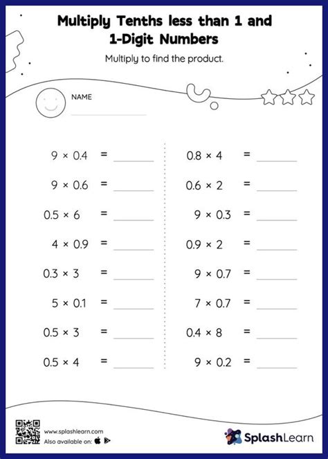 Toradh íomhá ar Decimal Times Whole Number Worksheet