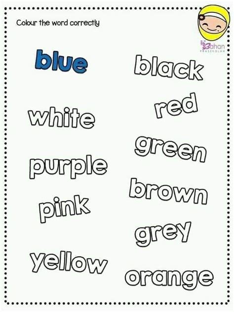 Image result for Colour the Word at Worksheet