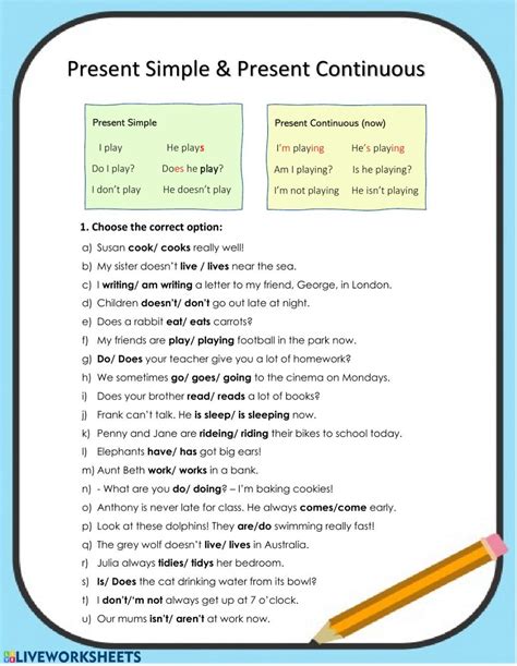 Image result for Present Simple vs Present Continuous Exercise