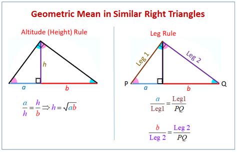Image result for Right Triangle Geometric Mean Formula
