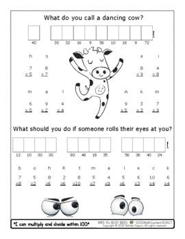 Toradh íomhá ar Multiplication Riddle Worksheet