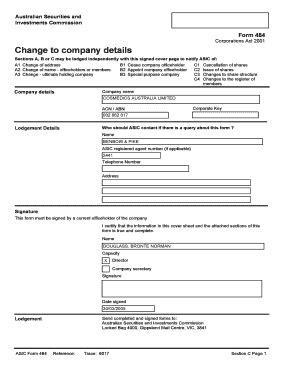 Image result for ASIC Form 484 Paper Form