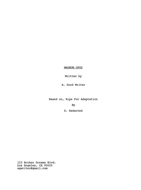 Image result for Examples of a Script Pages in Final Draft