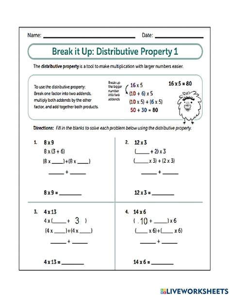 Image result for Distributive Properties of Multiplication Worksheets