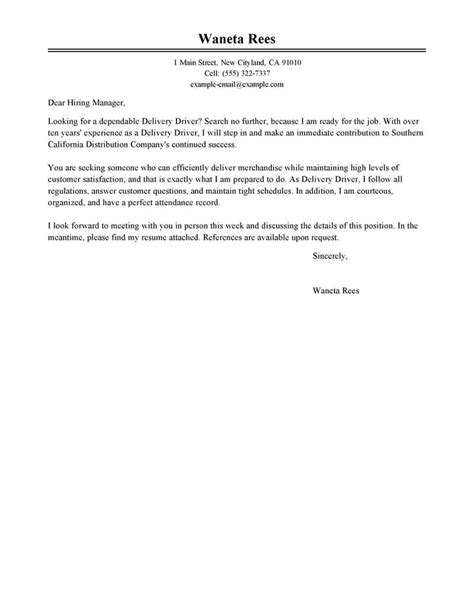 Toradh íomhá ar Sample Cover Letter for Driver Position