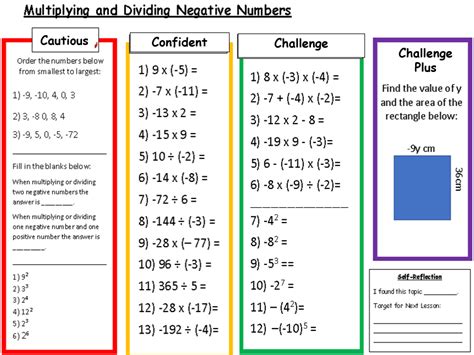 Image result for Multiplying Negative Number Sheet