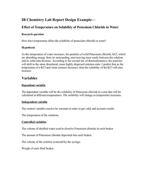 Image result for Chemical Lab Report Example