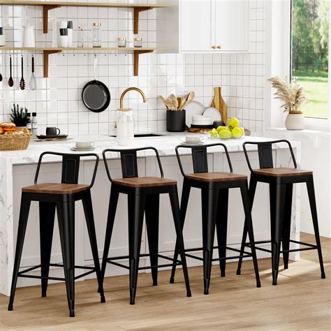 Image result for Wood and Metal Bar Stools