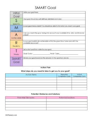 Image result for Smart Goals Worksheet Printable
