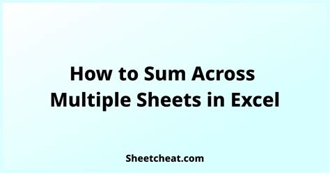 How to Sum Multiple Worksheets in Excel に対する画像結果