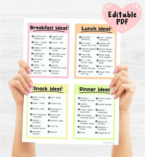 Image result for Breakfast Lunch/Dinner Printable Menu
