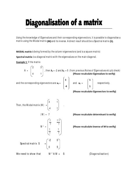 Image result for Diagonalisation of a Matrix