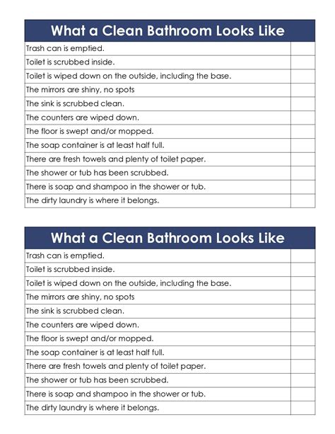 Toradh íomhá ar Bathroom Checklist
