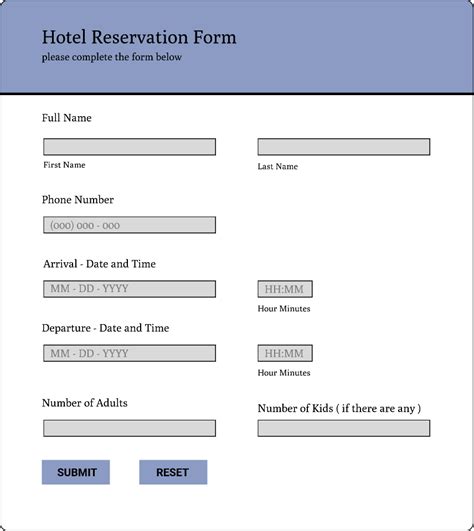 Hotel Reservation Form に対する画像結果