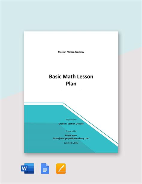 Image result for Math Lesson Plan Template Word