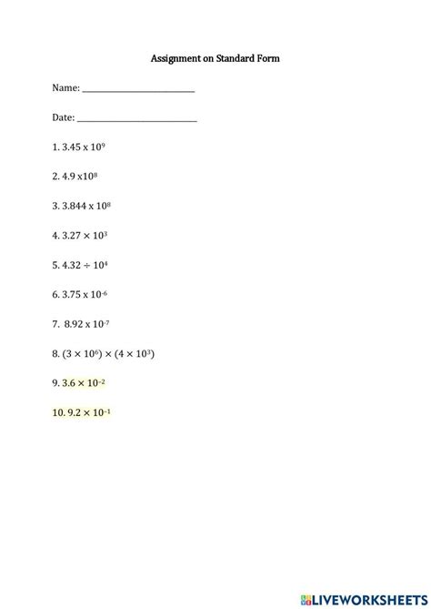 Image result for Standard Form Worksheet PDF