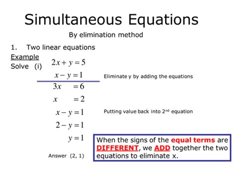Image result for Solving Simultaneous Equations Rules
