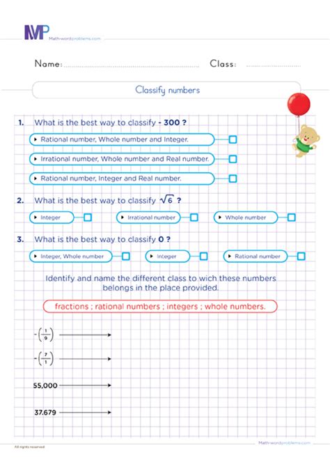 Classify Numbers Worksheet に対する画像結果