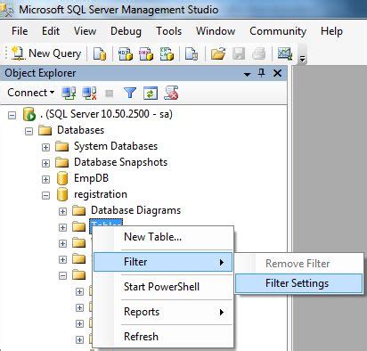 Image result for How to Filter Tables On SQL Management Studio