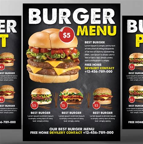 Free Burger Restaurant Menu Psd Template on Behance