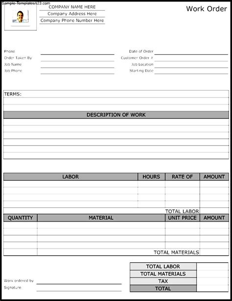 Image result for Printable Maintenance Work Order Form
