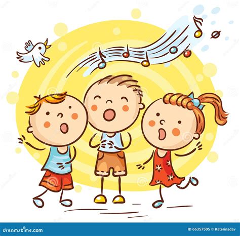 Children Singing Songs, Colorful Cartoon Stock Vector - Image: 66357505